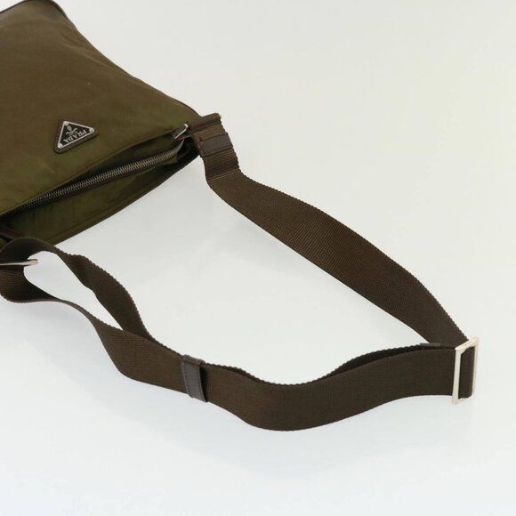 PRADA Shoulder Bag Enamel Khaki Brown Auth - Picture 6 of 16